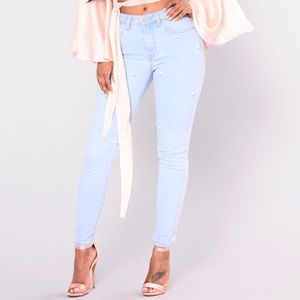Fashion Nova Diamond and Pearl High Rise Jeans